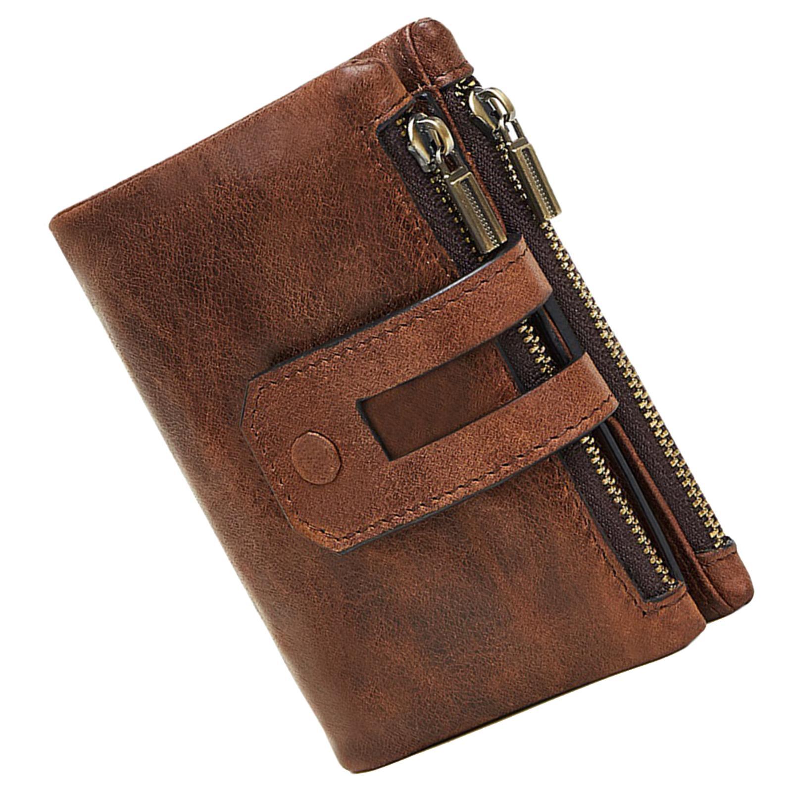 Soft RFID Blocking Women Men Wallet ,with Snap Zip ,Multi Card Case ,Cowhide Bifold Credit Card Holder ,Coin Pocket
