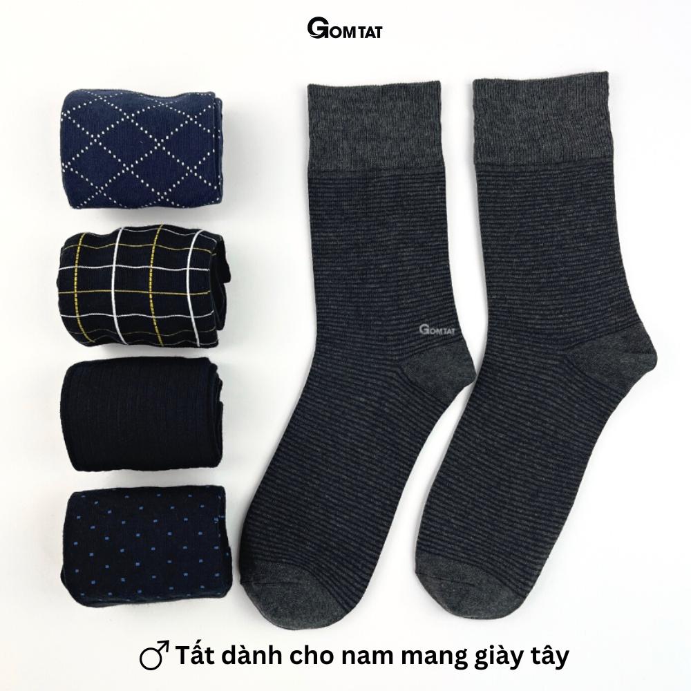 Hộp 5 đôi tất vớ nam đi giày tây công sở cổ cao, mẫu MIX02, chất liệu cotton cao cấp thoáng khí - GOM-MIX02-CB5