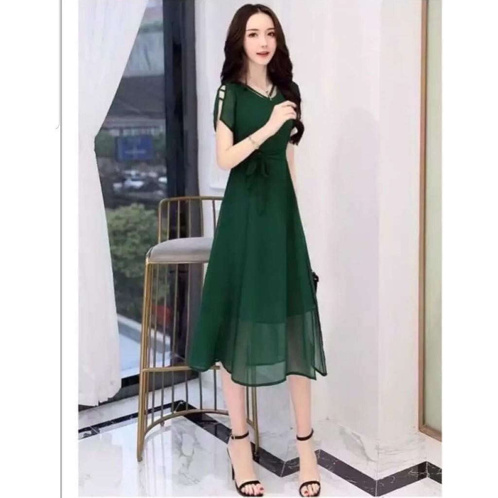 Đầm form dài voan chiffon xẻ đùi LANA Fashion MS307 đi chơi, dự tiệc / Có 6 màu