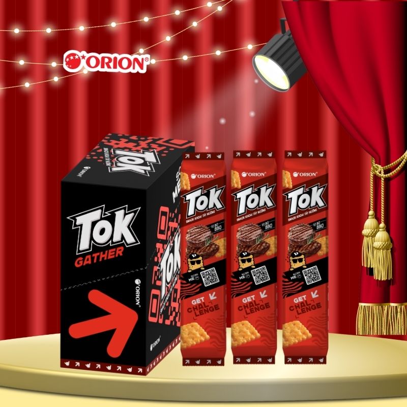 Hộp 10 gói Bánh Khoai Tây Nướng TOK Orion vị BÒ BBQ 365g (36.5g x 10 gói/hộp)