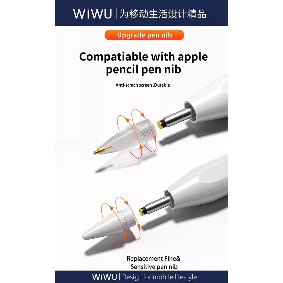 Bút Cảm Ứng Wiwu Pencil W Hít Nam Châm Và Sạc Có Chỉ Báo Pin Dành Cho iPad 8.3/10.9/11/12.9INCH - Hàng Chính Hãng