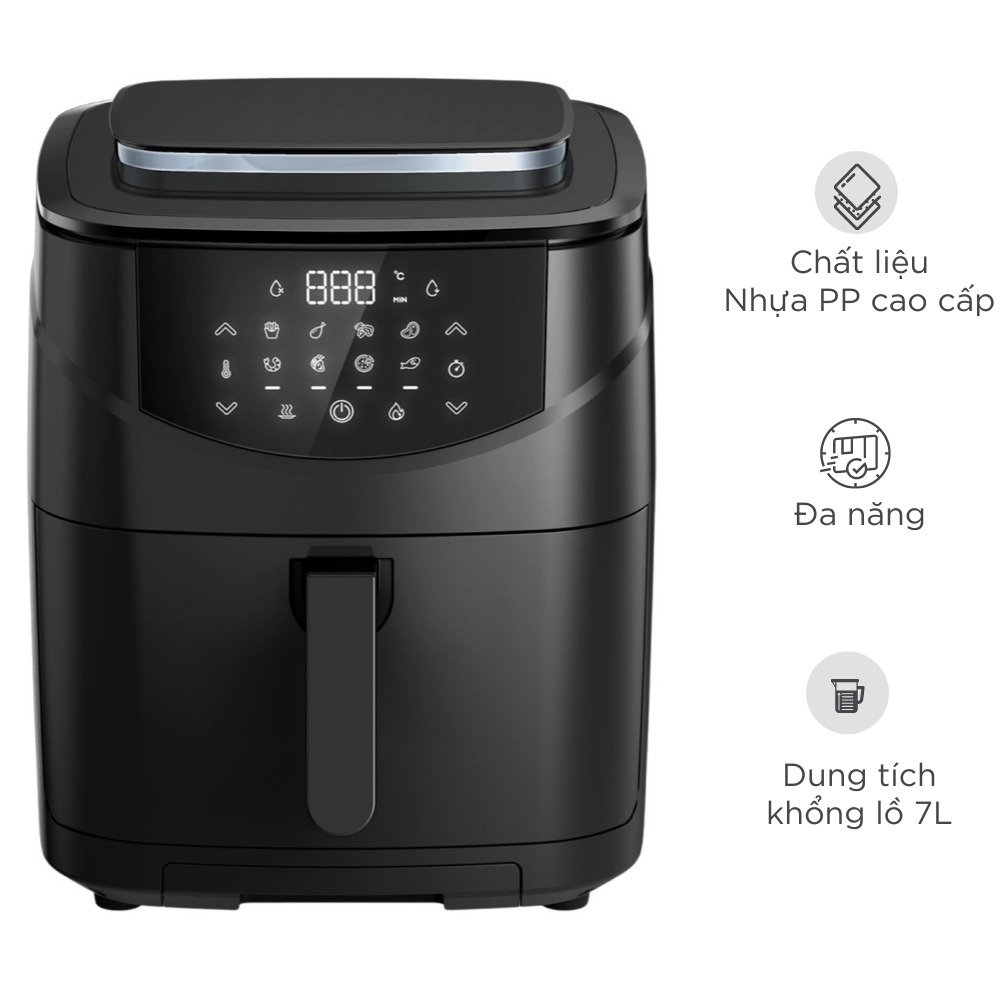 Nồi Chiên Không Dầu Hơi Nước 7L Mishio MK302 - Hàng chính hãng