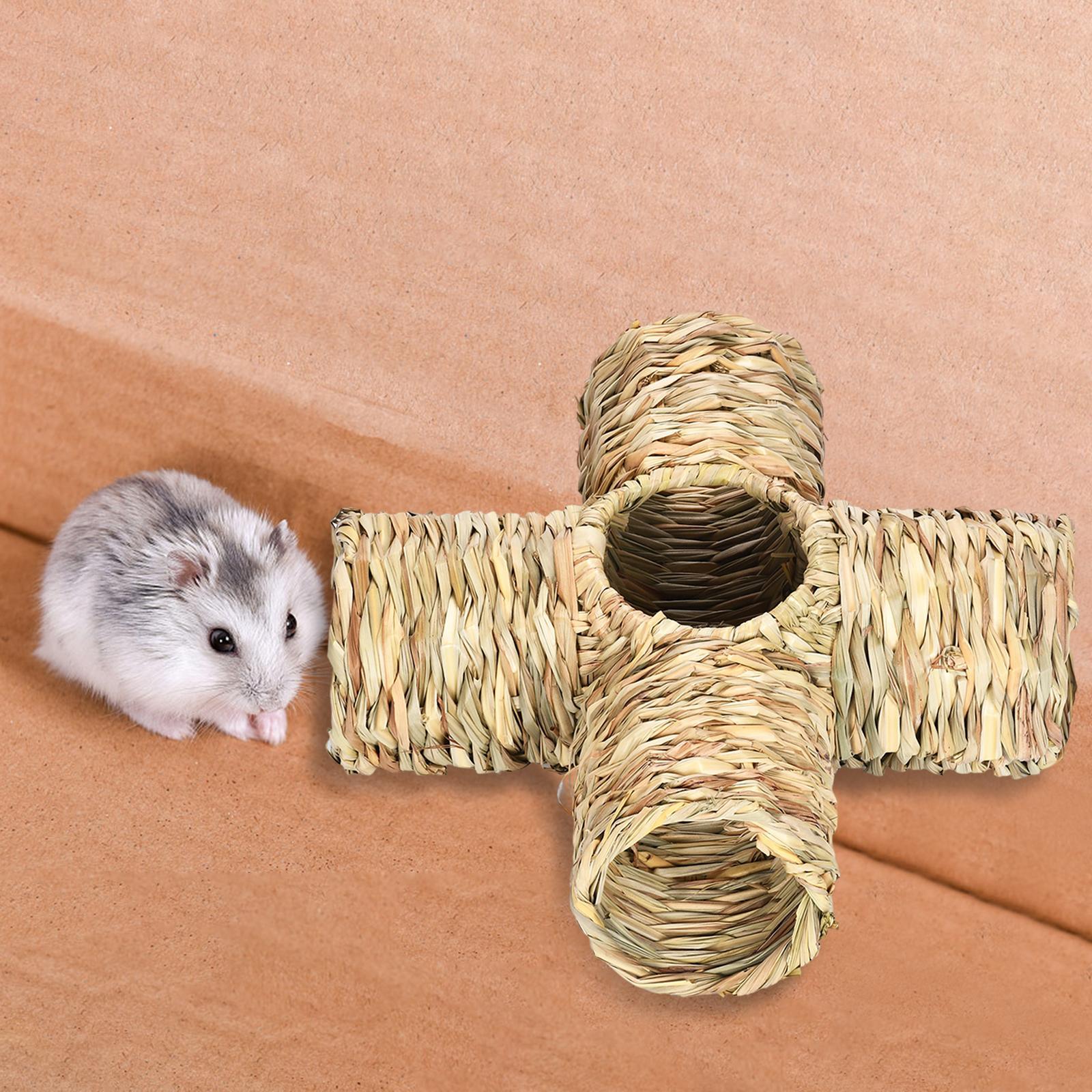 Hamster Grass Tunnel Toy Straw House for Small Animals Little Rabbit Gerbils