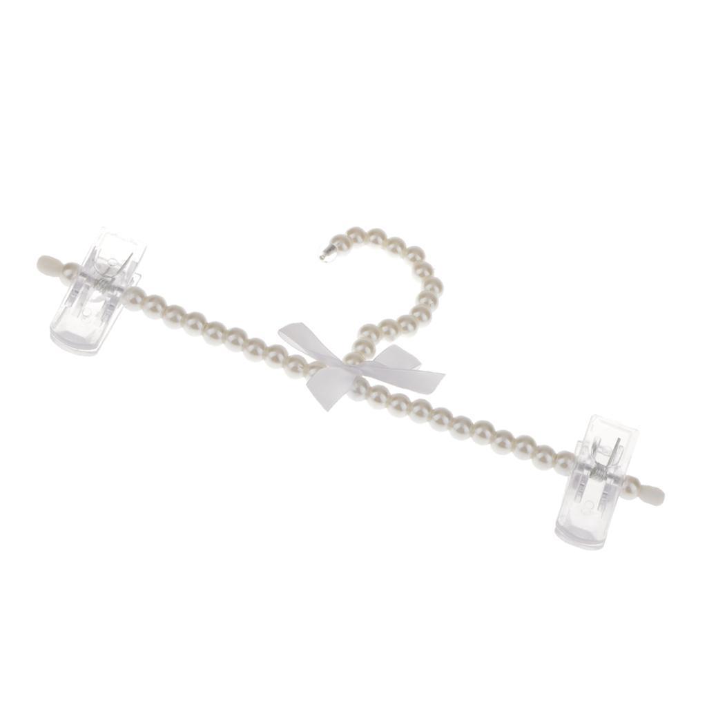 10x White ABS Pearl Adult Kids Clip Hanger Clothes Coat Trouser Skirt Holder