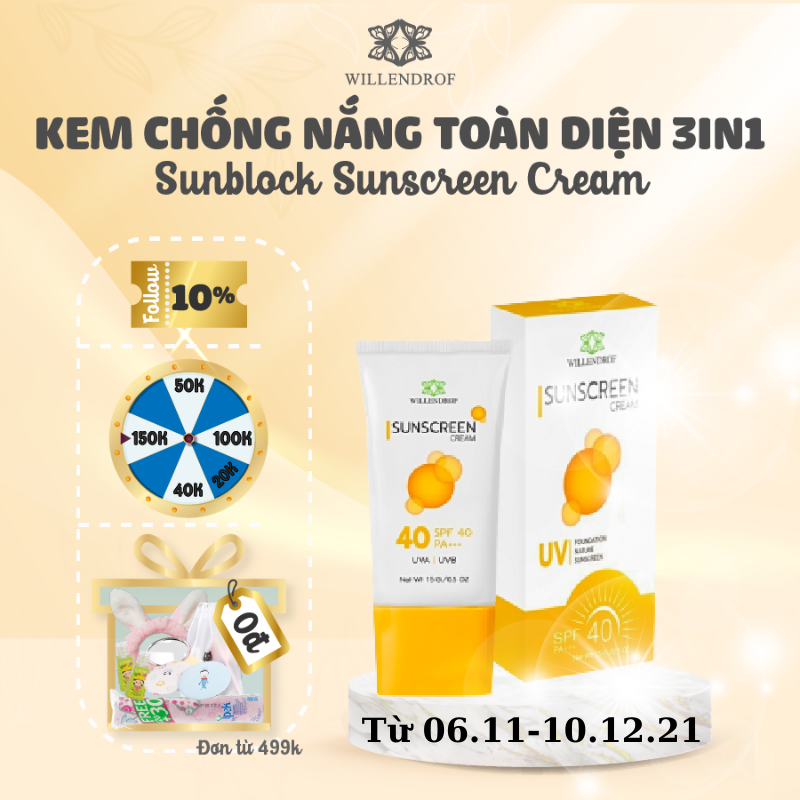 Kem Chống Nắng Toàn Diện 3in1 Willendrof 15gr