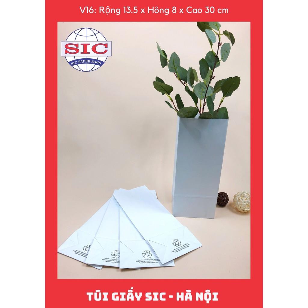 10 CHIẾC TÚI GIẤY KRAFT V16: 13.5x8x33 MÀU TRẮNG KHÔNG QUAI