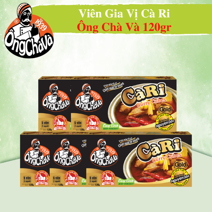 Combo 5 Hộp Viên Gia Vị Cà Ri Ông Chà Và Gold 120g