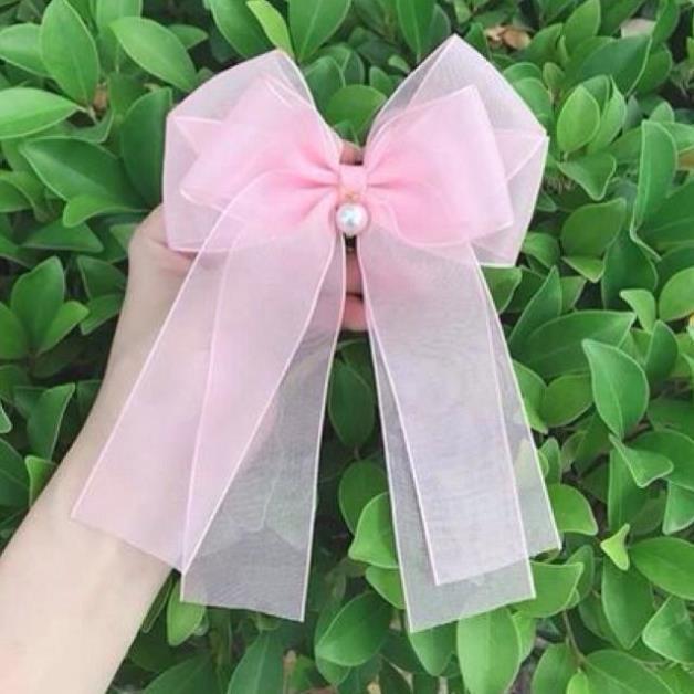Kẹp/cột Tóc Nơ Voan Cao Cấp 2 Tầng Dây