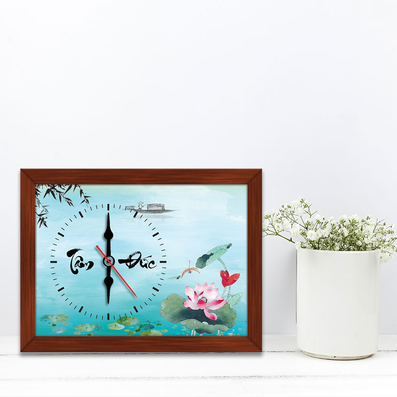 Tranh đồng hồ thư pháp chữ “Tâm Đức” WC082