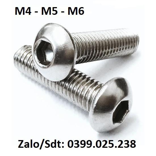 Bu lông M4 M5 M6 lục giác đầu dù/mo/cầu/mũ/nấm INOX
