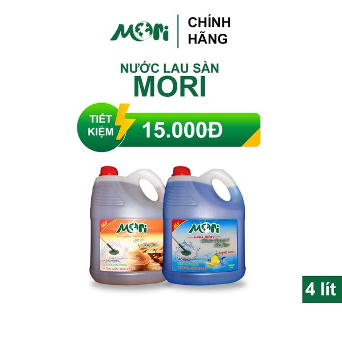 NƯỚC LAU SÀN MORI HƯƠNG QUẾ/ HƯƠNG SẢ CHANH/HƯƠNG THANH TRÚC, TINH DẦU TỰ NHIÊN SẠCH BÓNG VẾT BẨN, AN TOÀN CHO CẢ GIA ĐÌNH CAN 4L