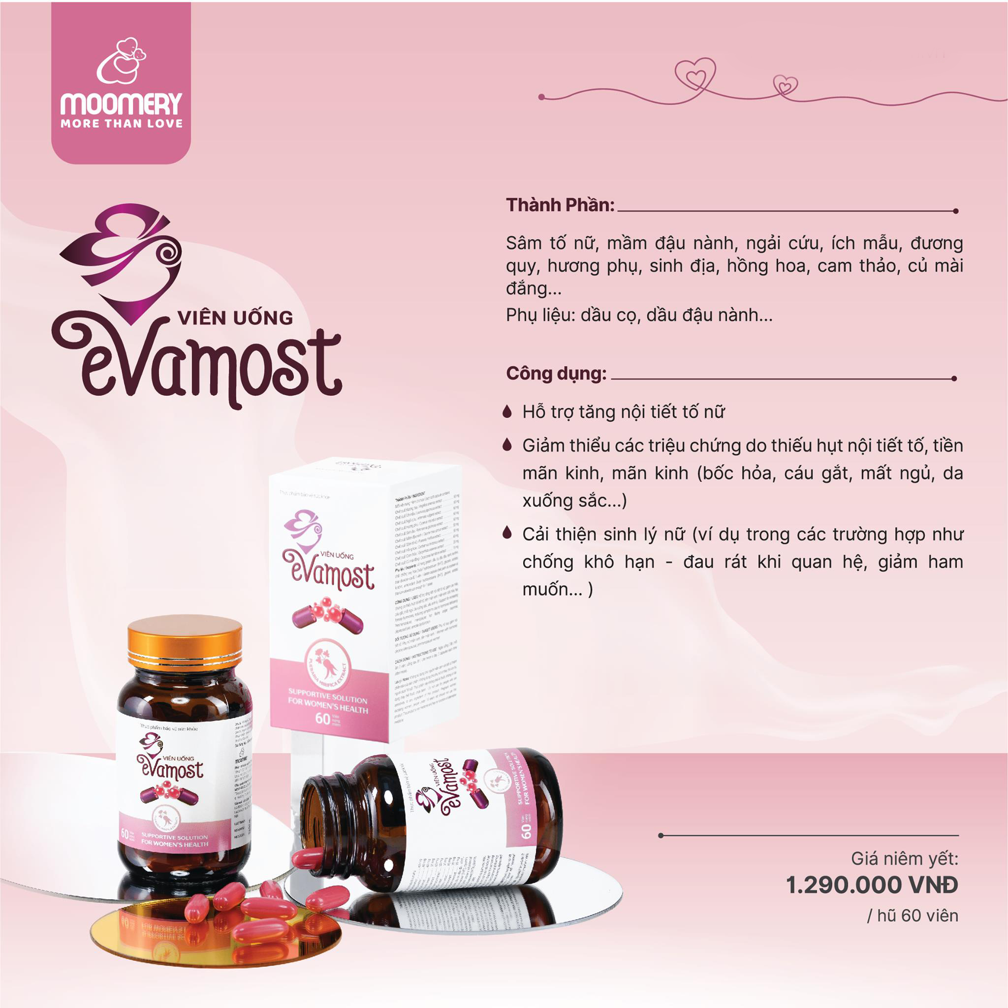 Viên Uống Evamost - Tăng Nội Tiết Tố, Hay Cáu Gắt, Mât Ngủ, Da Xuống Sắc, Yếu Sinh Lý - Chính Hãng