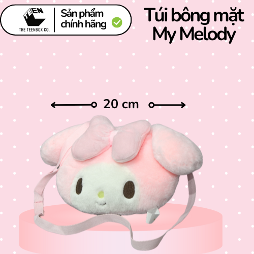 Túi bông mặt My Melody , Túi Sanrio Chính Hãng, Quà tặng đáng yêu, Sản phẩm chính hãng, Phân phối bởi Teenbox