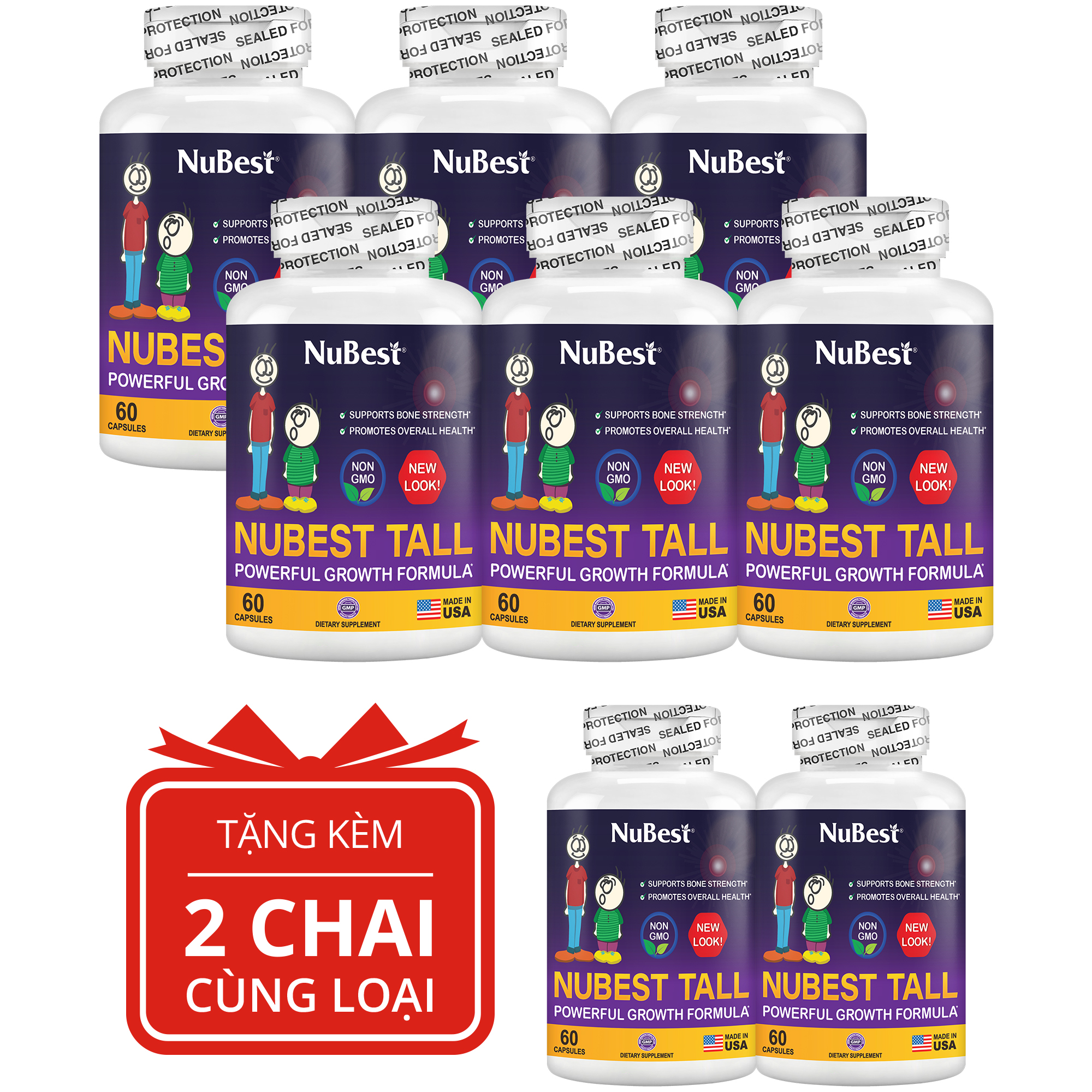 [Combo 6 Tặng 2 Cho Độ Tuổi Từ 5-20]  TPBVSK hỗ trợ Tăng Chiều Cao NuBest Tall