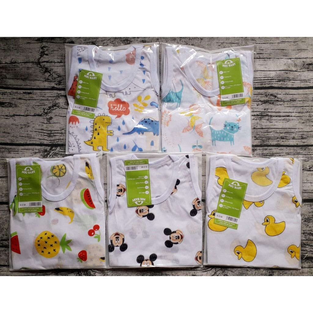 Set 5 bộ cộc sát nách cotton giấy thông hơi siêu mỏng cho bé trai bé gái (Hàng Việt Nam)