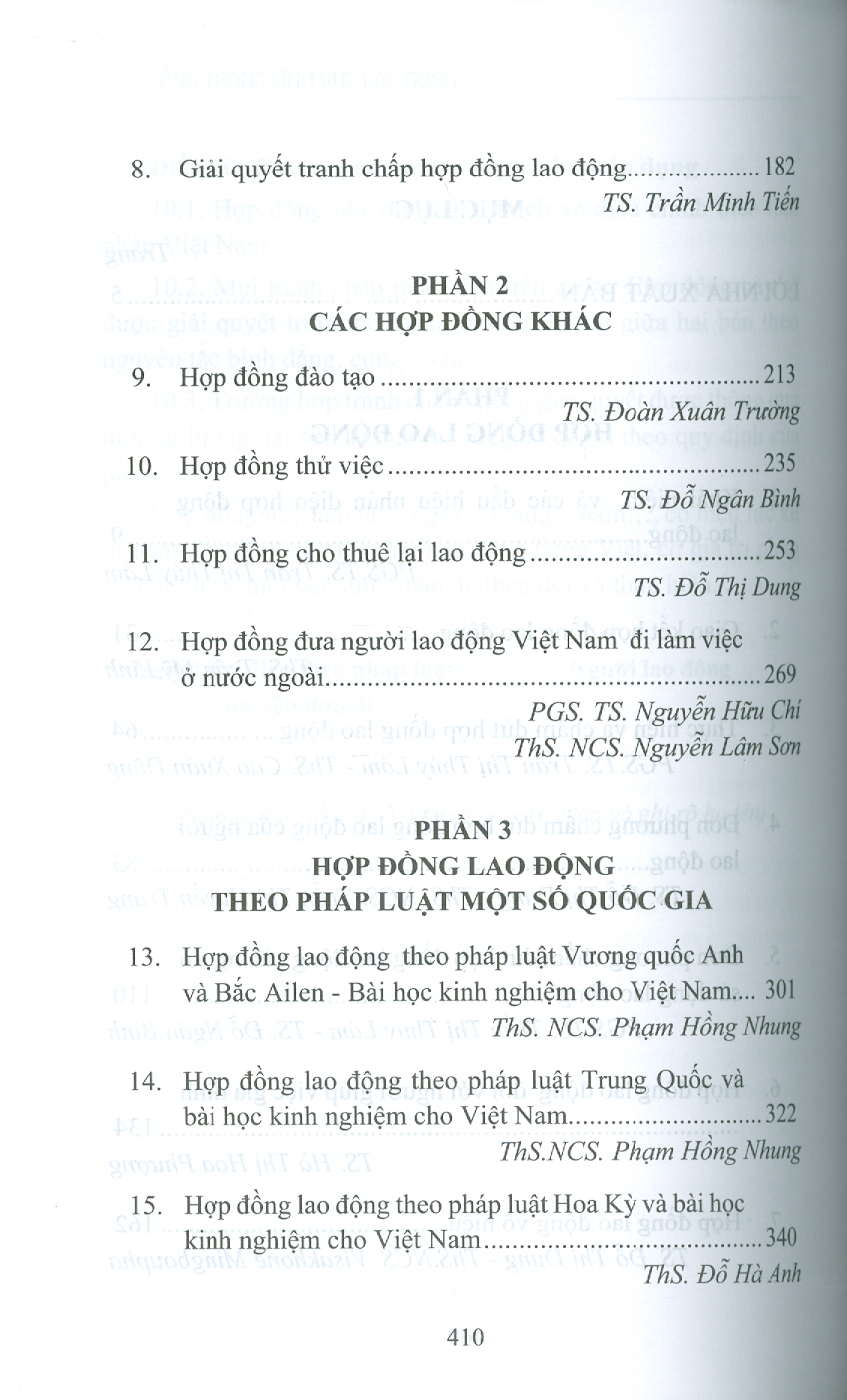 Hợp Đồng Trong Lĩnh Vực Lao Động (Sách chuyên khảo) - PGS. TS. Trần Thị Thuý Lâm, TS. Đỗ Thị Dung đồng chủ biên