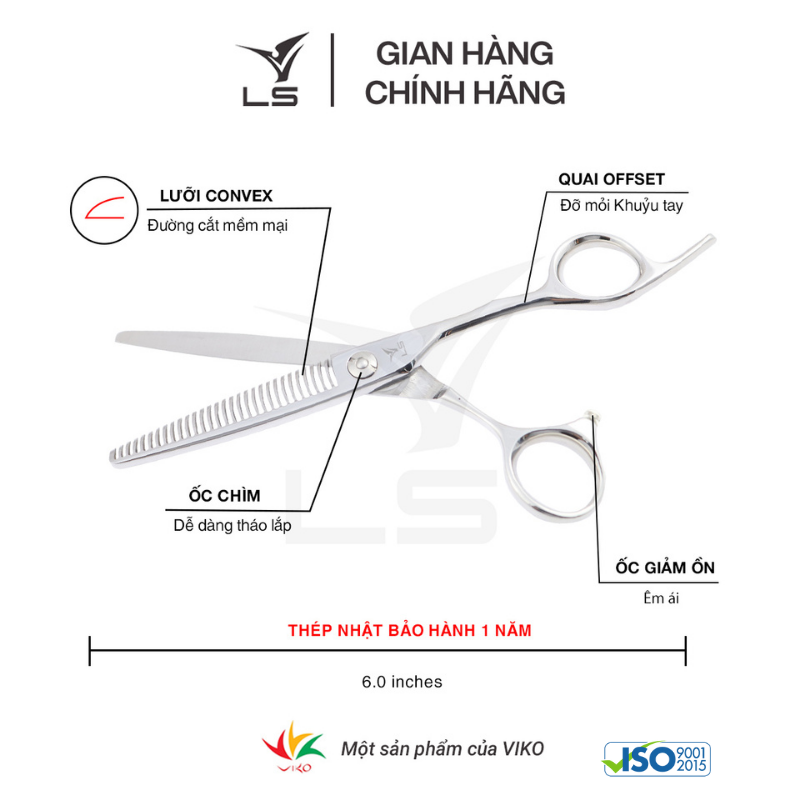 Kéo tỉa tóc LS rơi 15-20% quai offset vênh đỡ ngón cố định JT3230