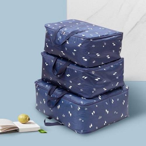 Set 3 Túi Đựng Quần Áo Chăn Màn Chống Thấm Nước Họa Tiết Cao Cấp Gấp Gọn Du Lịch Công Tác