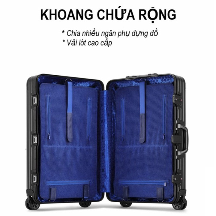 Vali Nhôm Nguyên Khối Khóa Sập NiceVilla 20inch-24inch-29inch