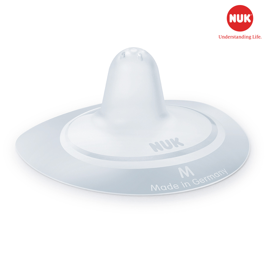 Trợ ti NUK bán nguyệt silicone thế hệ mới (2 trợ ti &amp; 1 hộp đựng) + tặng túi thun cột tóc