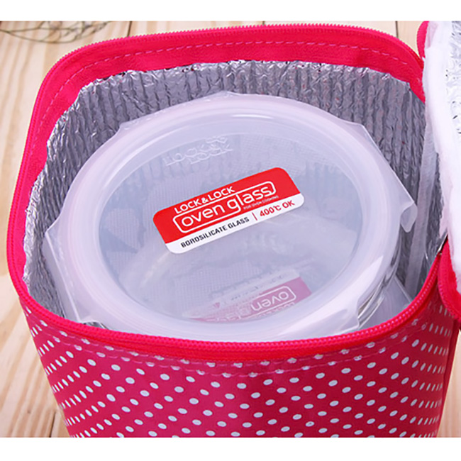 Túi giữ nhiệt chấm bi cao cấp - Xanh