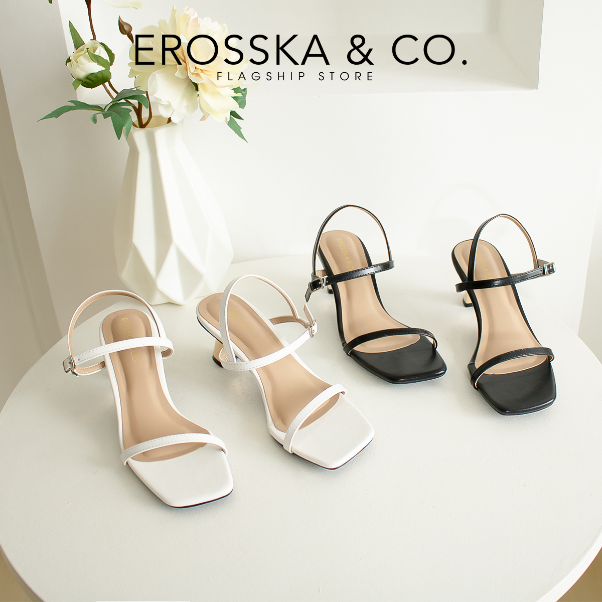 Erosska - Giày sandal cao gót nhọn kiểu dáng Hàn Quốc cao 5cm _ EB046