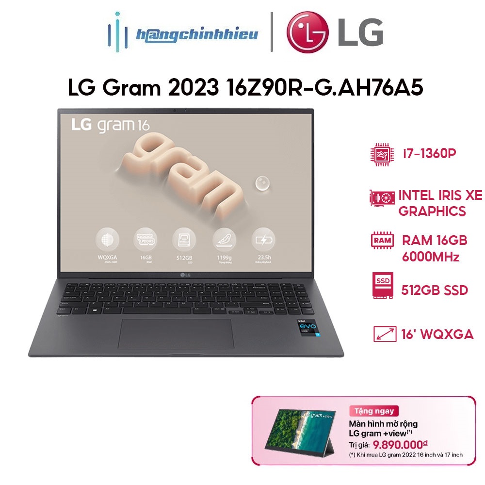 Laptop LG Gram 2023 16Z90R-G.AH76A5 (i7-1360P | 16GB | 512GB | 16") Hàng chính hãng