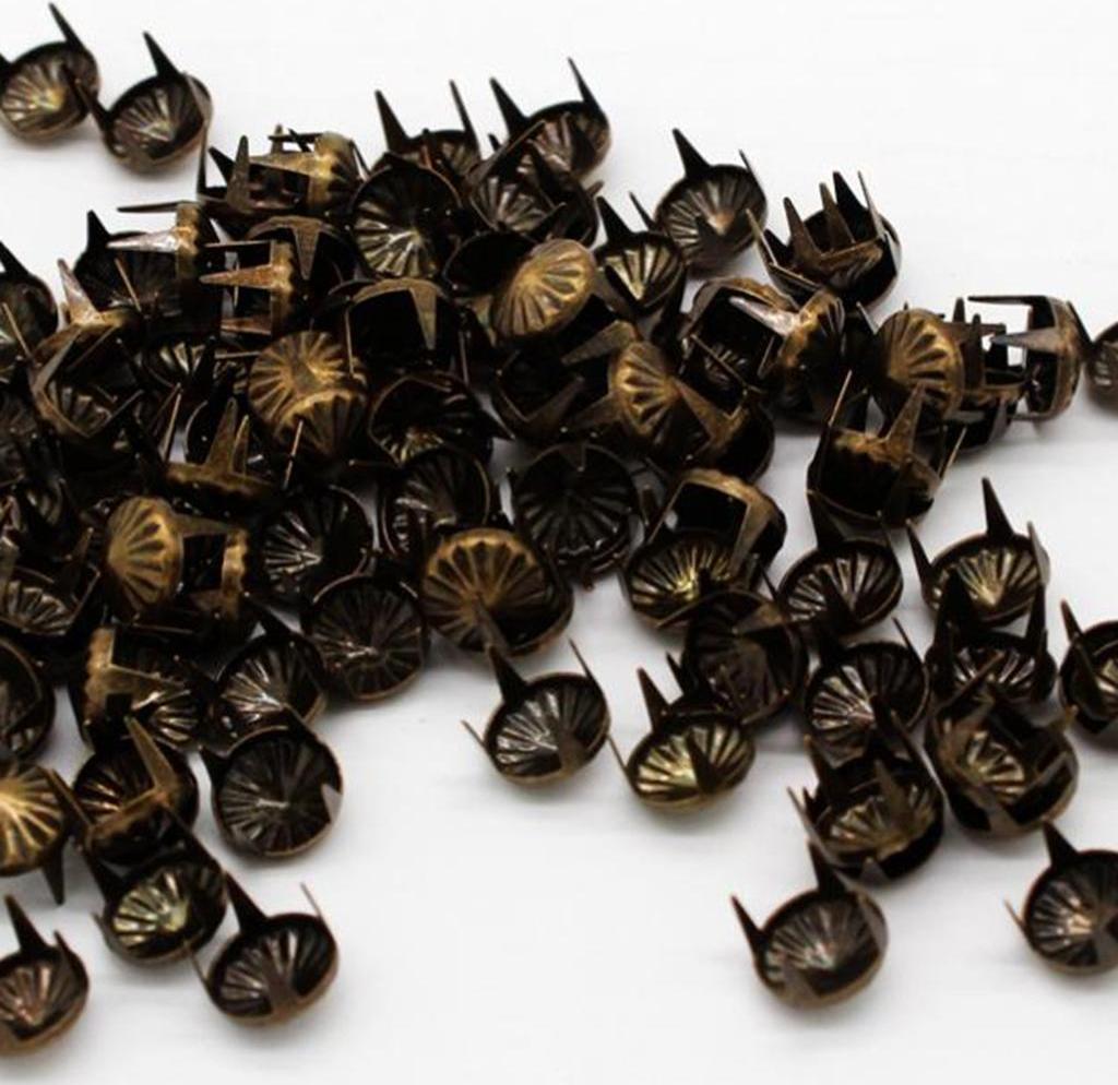 100 Miếng Đồng DIY Nailhead Tròn Mái Vòm Nhọn Leathercraft Đinh Tán 9 Mm