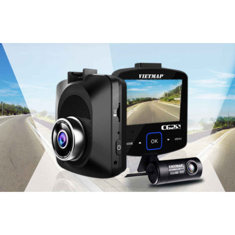 Camera Hành Trình Ô tô VietMap C62S độ phân giải Ultra HD 4K - Ghi Hình Trước Sau Tích Hợp Cảnh Báo Giao Thông Bằng Giọng Nói + Wifi + Thẻ Nhớ 16GB - Hàng Chính Hãng Công ty