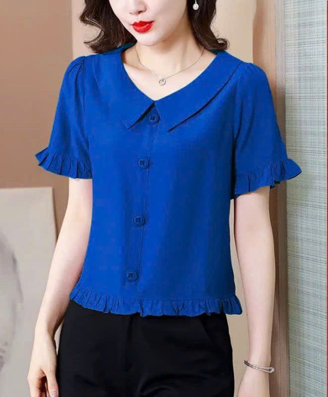 Áo sơ mi nữ tay ngắn, áo kiểu nữ, chất liệu Đũi mềm mát, form trẻ trung, năng động NeSa Shop