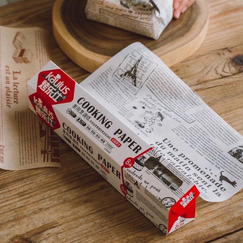 Giấy thấm dầu, giấy nướng bánh chống dính hình họa tiết báo chí mang đậm phong cách cổ điển cuộn dài 8m giá rẻ