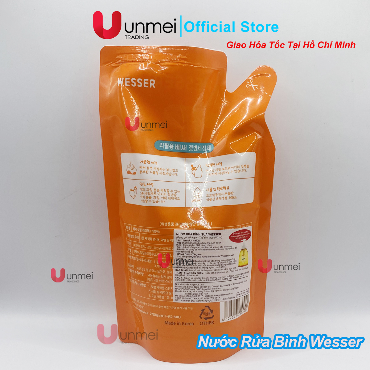 Bộ 2 Gói Nước Rửa Bình Sữa Wesser