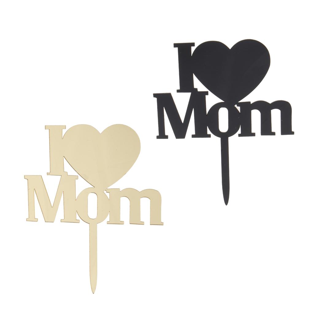 I Love Mom Heart Cake Topper Party Cake Baking Accessories Photo Prop