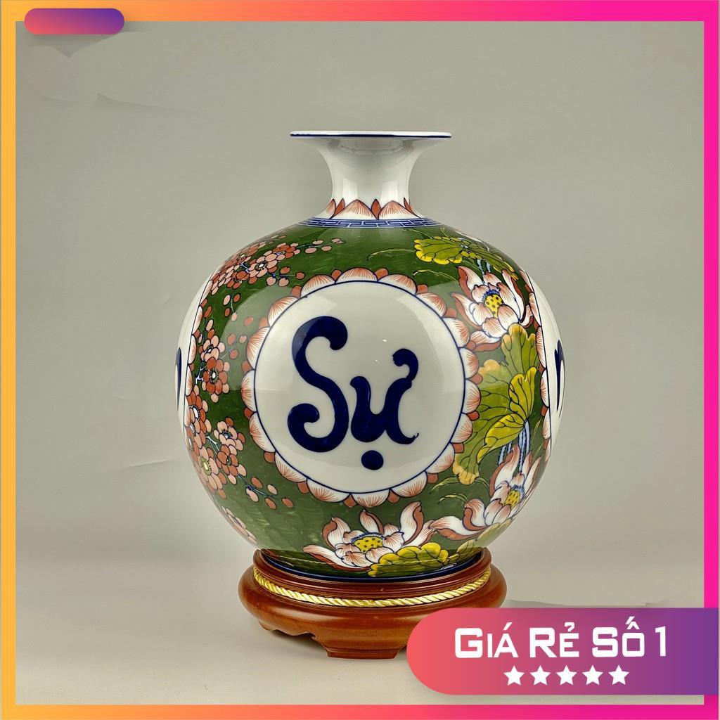 Bình hút lộc, lọ hoa hút tài lộc trơn gốm sứ Bát Tràng đẹp vạn sự như ý 6