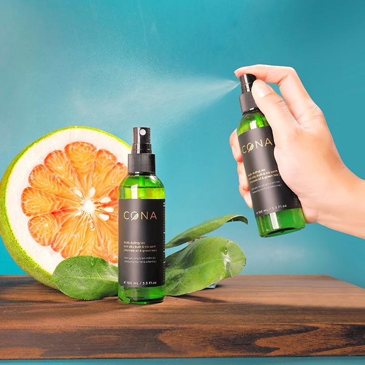 Bộ 2 chai nước dưỡng tóc kích mọc tóc tinh dầu bưởi và trà xanh cona 2x100ml giúp tóc mọc nhanh giảm gãy rụng