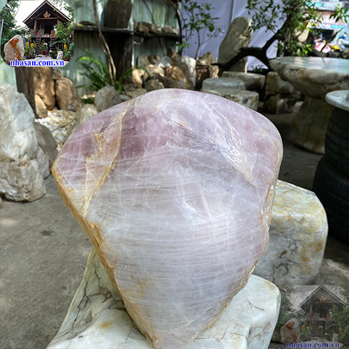 Trụ đá thạch anh hồng thô tự nhiên đánh bóng trấn trạch - Vật phẩm phong thủy trang trí