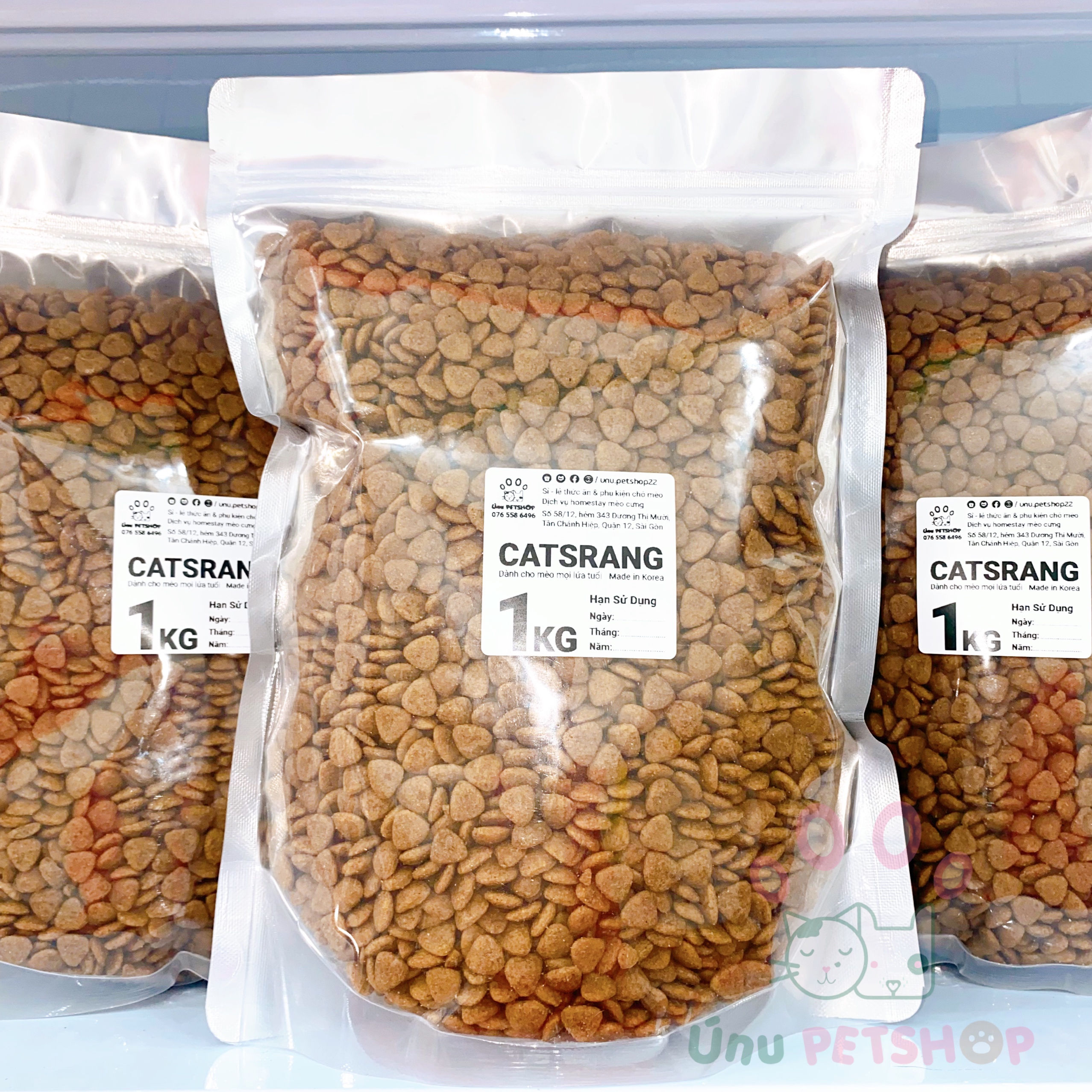 Thứ ăn hạt CATSRANG Hàn Quốc - Túi ZIP chiết 1KG thức ăn cho mèo lớn, mèo con Catrang