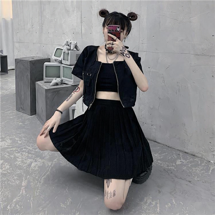 Áo thun crop top cổ vuông dây kéo Mã: AX4155