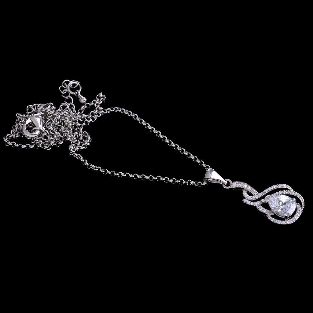 Silver Rhinestone Charm Pendant Necklace Long Chain Women Jewelry