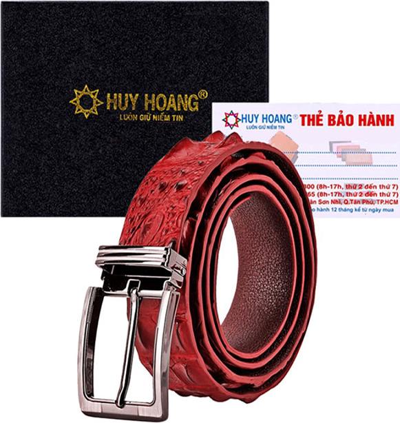 Thắt Lưng Nam Da Cá Sấu Nguyên Con Đầu Kim Huy Hoàng HT4739 - Nâu Đỏ