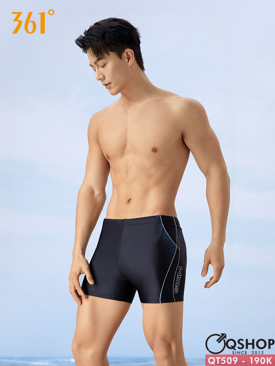 Quần bơi boxer nam màu đen đơn giản QSHOP QT509
