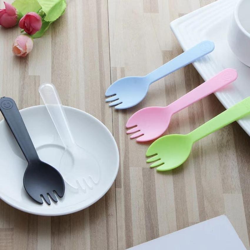 Muỗng Thìa Set 10 Nĩa Nhỏ 11.3cm Bằng Nhựa Dùng Nhân Dịp Sinh Nhật Ăn Tiệc Dã Ngoại