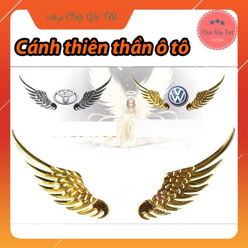 Logo cánh thiên thần kim loại trang trí xe hơi ô tô