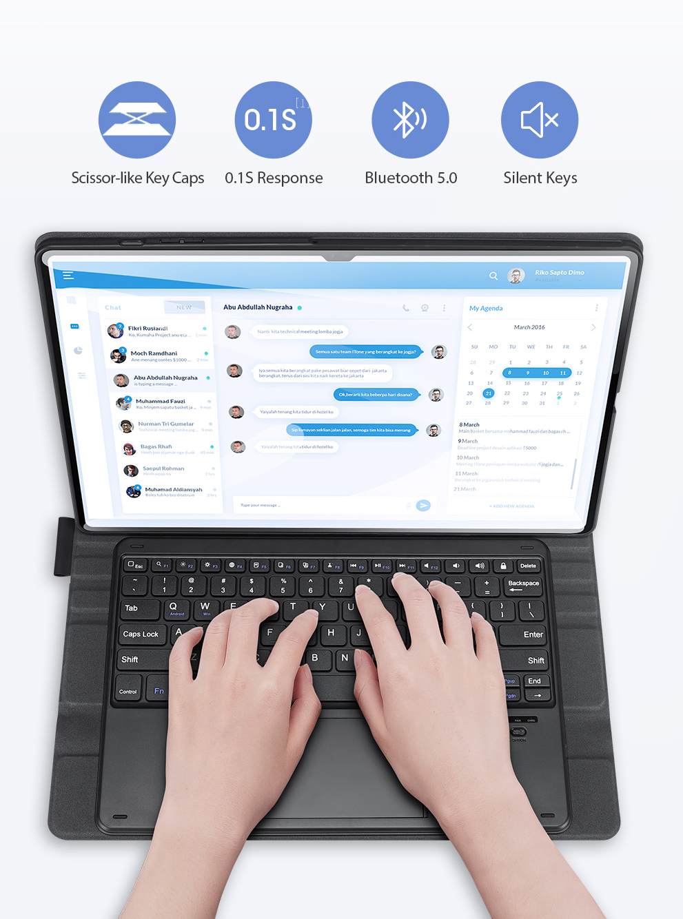 Bao Da Kèm bàn Phím Cho SamSung Tab S7, S7 FE, S7 Plus, Tab S8, S8 Plus Chính Hãng Dux Ducis Bàn Phím Kết Nối Bluetooth và Có Di Chuột TrackPad - Hàng Chính Hãng