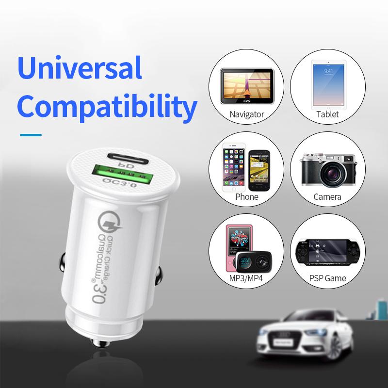 Bộ sạc xe hơi USB kép 48W nhanh trên đường USB C PD LIGHT