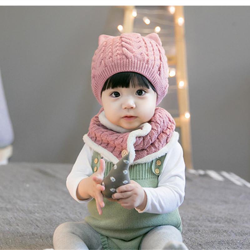 Bé Mùa Đông Snood Bò Bộ Bé Trẻ Em Ấm Nỉ Mũ Và Khăn Bộ Bé Trai Gái Đan Giữ Ấm Cổ Dễ Thương Skullies dành Cho Bé 6-36 Tháng