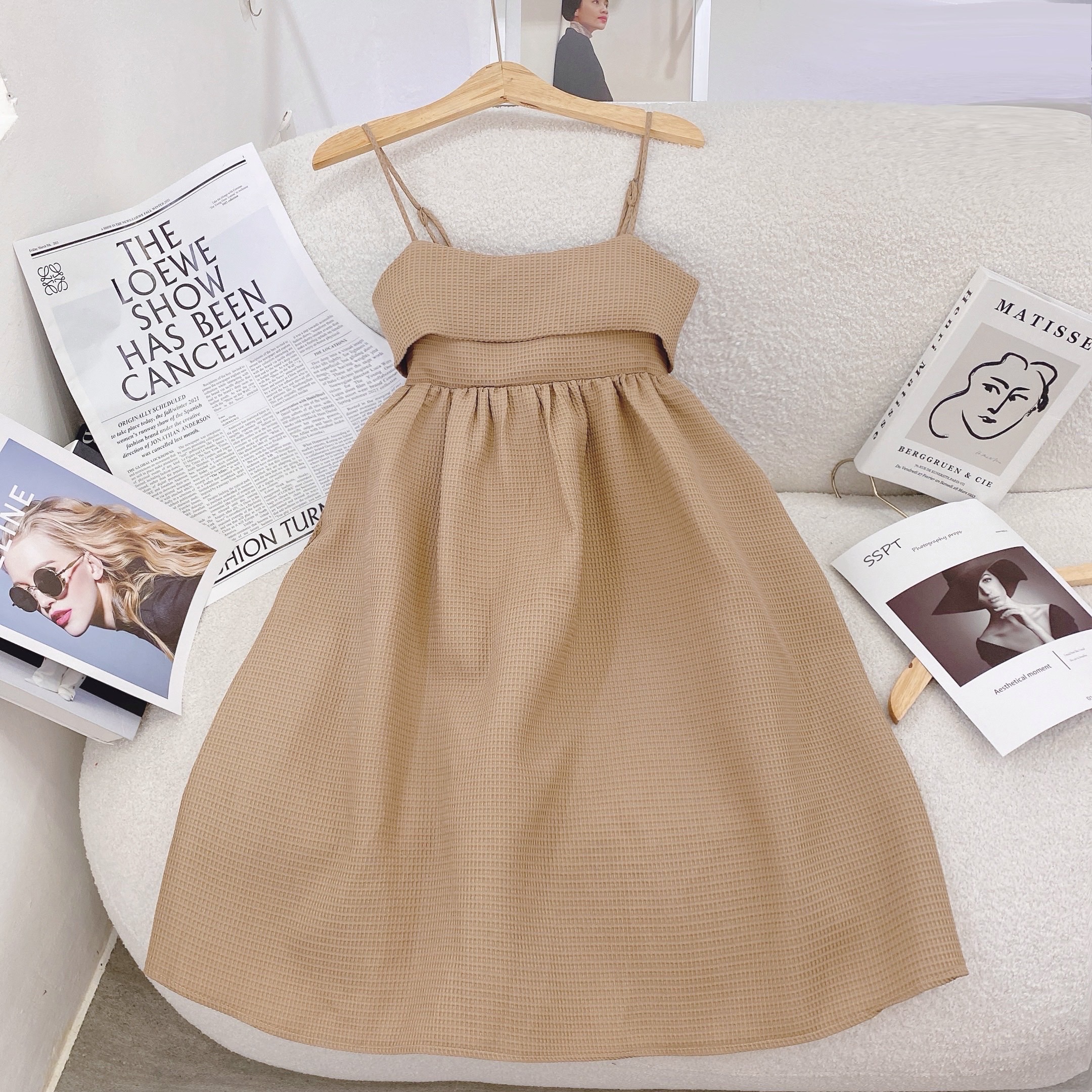 Đầm baby doll 2 dây cột nơ lưng