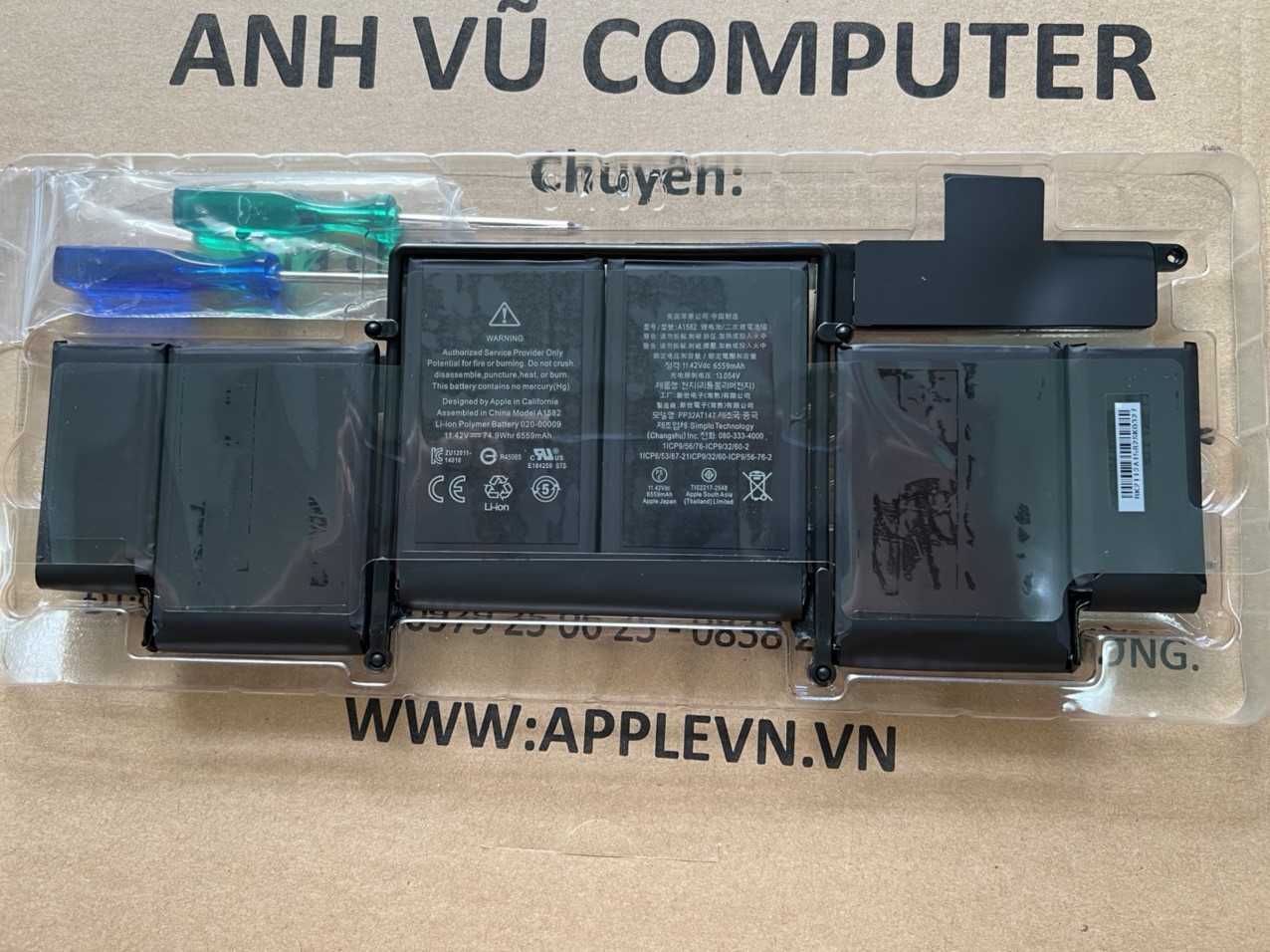 Pin DÀNH CHO MACBOOK A1582  6 CELL - Pro 13&quot; Retina A1502 A1582 2015