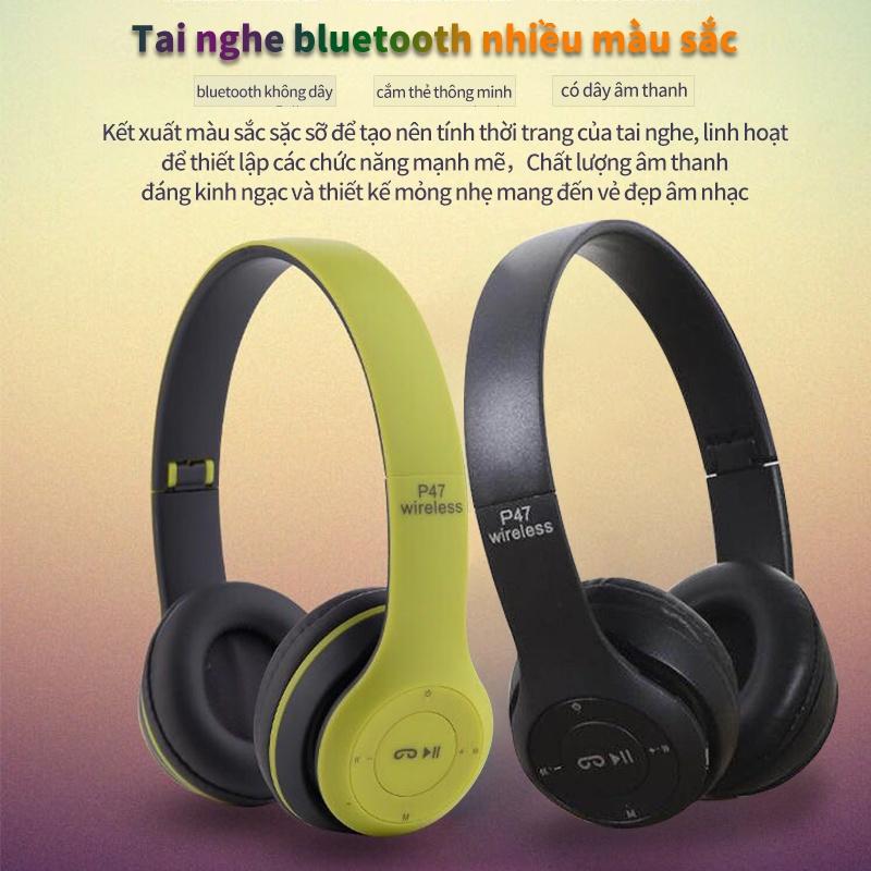 Tai Nghe Chụp Tai Bluetooth P47 .Có Thẻ Nhớ, Âm Bass Cực Chất, Nghe Nhạc Cực Hay .Tai Không Dây Có Mic--Bảo Hành 3 Tháng