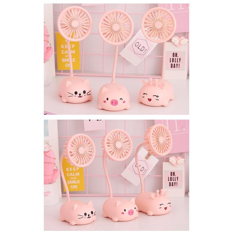 Quạt tích điện mini, quạt cầm tay tích điện để bàn hình thú đáng yêu Maxshop Độc